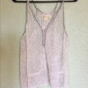 Free People White Floral Translucent Tank Top
